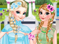 Jeu gratuit Elsa se marie et Anna l'accompagne