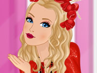 Jeu gratuit Barbie s'habille en rouge