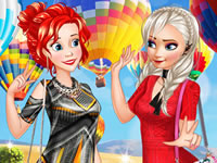 Jeu gratuit Elsa et Ariel en montgolfière